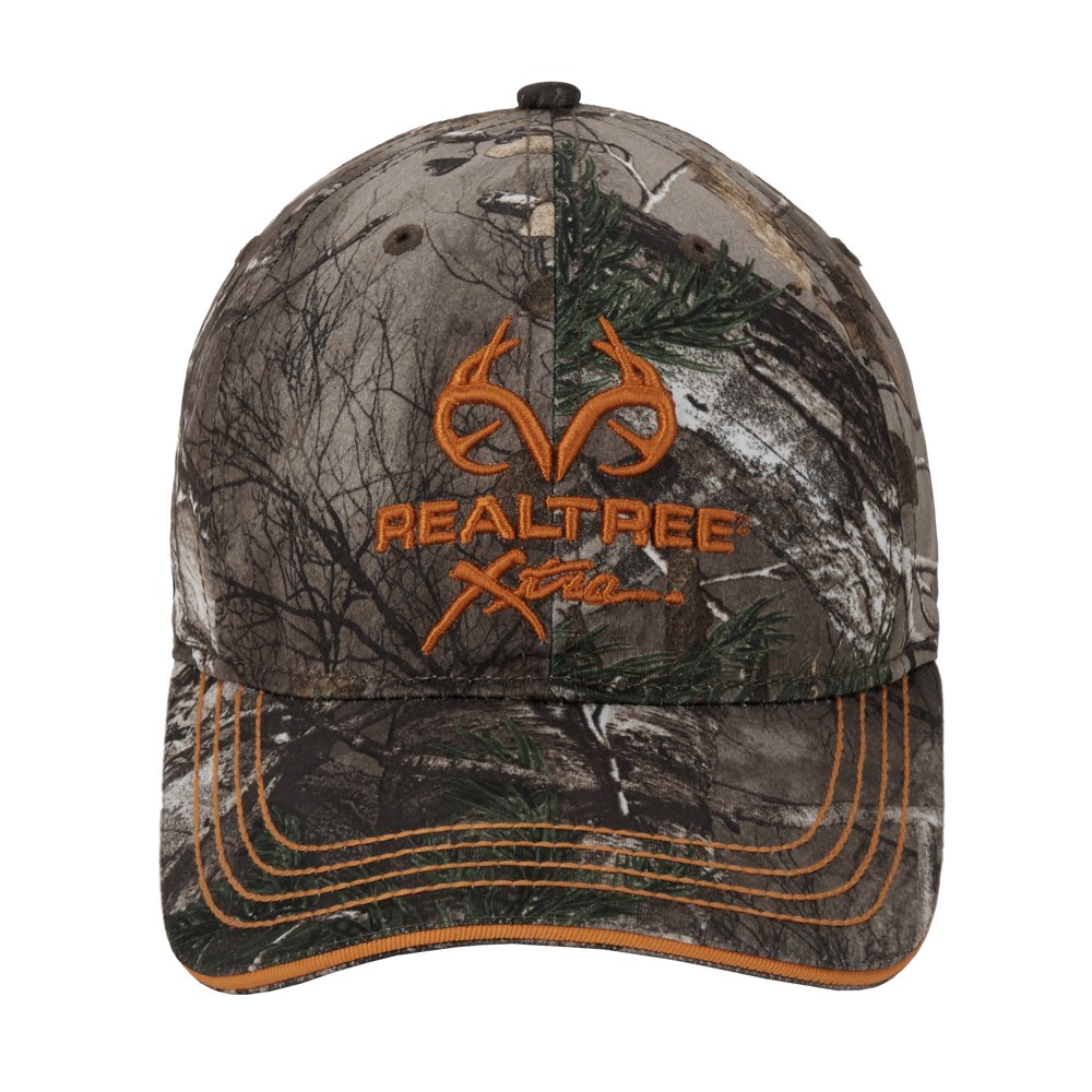 Realtree Camo Orange Logo Stretch Fit Cap, Realtree Xtra