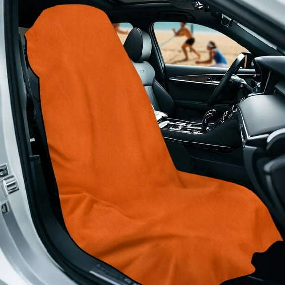 KUIFORTI Multi-Purpose Car Seat Covers & Absorbent Microfiber Towels - Orange Front Seat Protectors for Trucks, SUVs, Sedans (Yoga, Gym, Running Accessories)