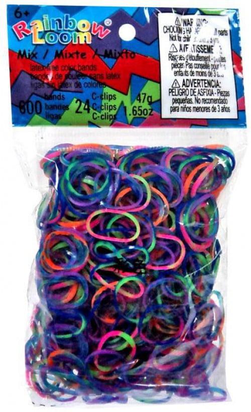 Authentic Rainbow Loom Refill-600 bands & 24 c-clips Confetti Jelly Bands 