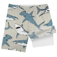 thumbnail image 4 of FASHOFT Boys Swim Trunks with Compression Liner Hawaiian Printed Bathing Suit Quick Dry Beach Poor Swimsuit Kids Swim Shorts Light Gray, 4 of 5