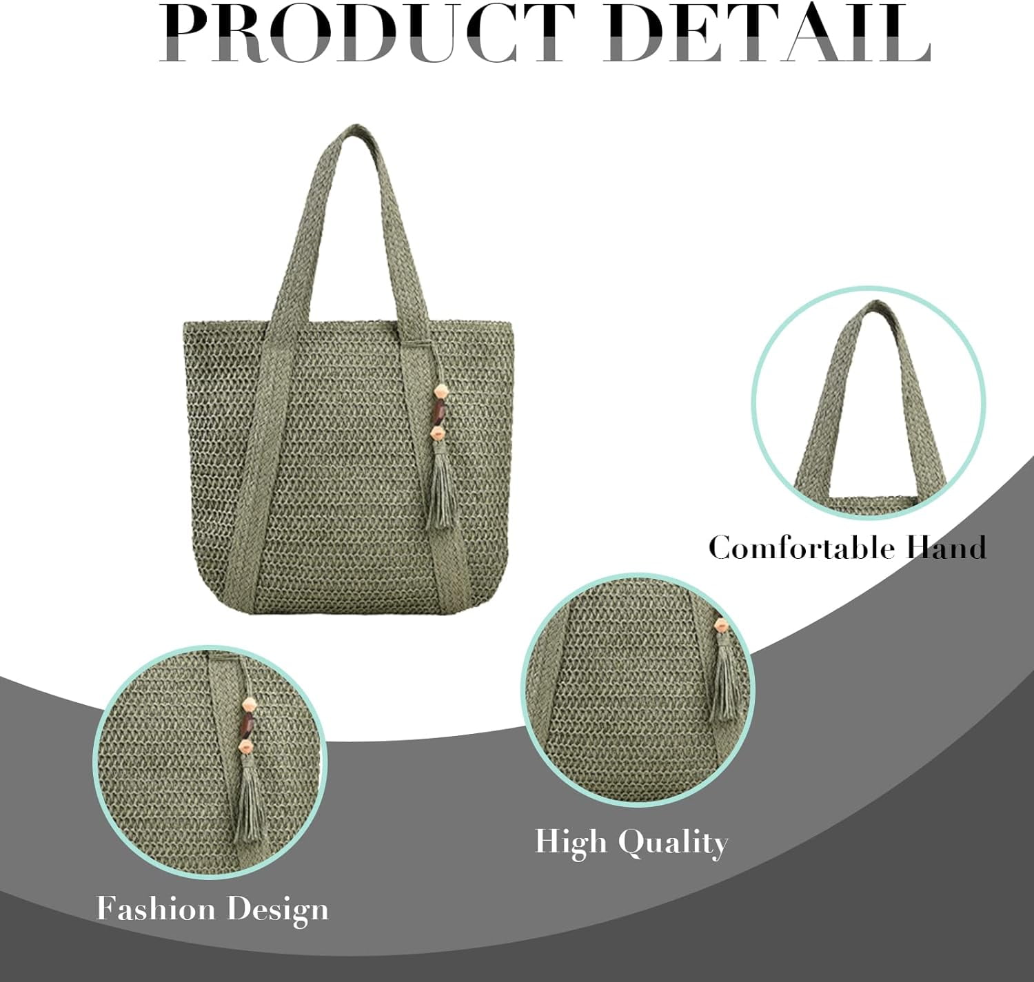 Kukuzhu Straw Beach Bag, Summer Woven Tote Bag with Tassels Large Shoulder Handbag Straw Purses and Handbags for Women