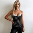 thumbnail image 2 of FUYUDY Women'S Tank Top Summer Sexy Slim Fit Square Collar Backless Vest With Lace And White Polka Pattern Stylish Versatile Female Camisole For Casual Daily Wear,Black,L, 2 of 4