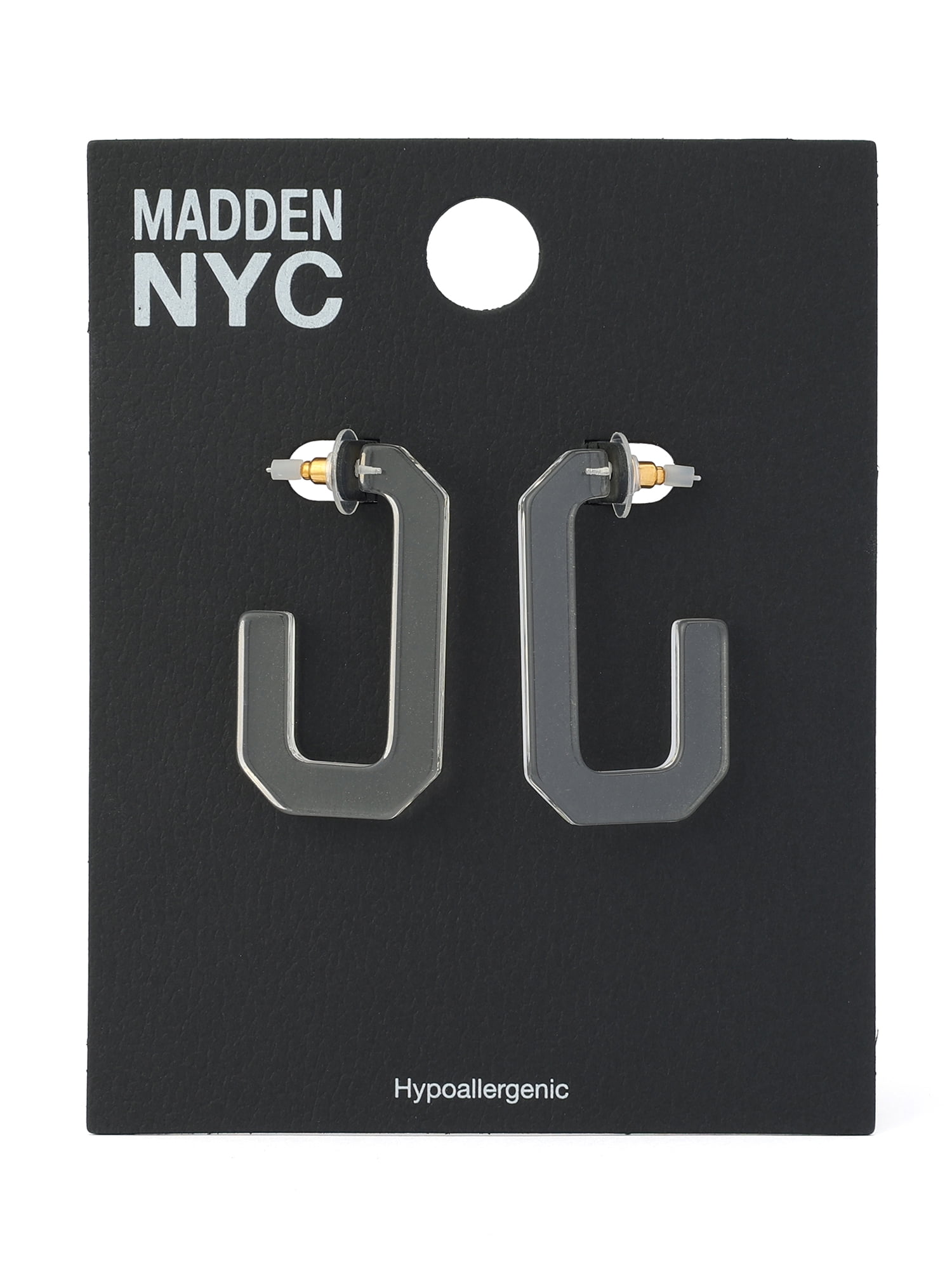 Madden NYC Women's Fashion Clear Resin Hoop Earrings