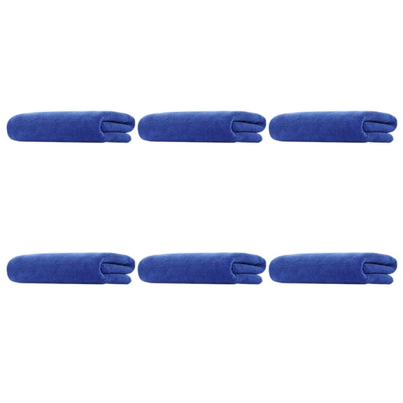 WASHWEPE 6Pcs Blue Microfiber Car Wash Towels for Car Washing and Furniture Maintenance 11.8x5.9in