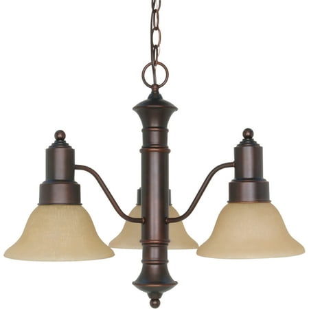 

Nuvo Lighting 61254 - 3 Light (Medium Screw Base) 22.5 Gotham Mahogany Bronze Finish with Champagne Linen Glass Chandelier Light Fixture (60-1254)