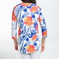 thumbnail image 5 of Elsie & Zoey Daisy Small 3/4 Sleeve V-Neck Jersey Floral Tunic Blouse for Women, 5 of 6
