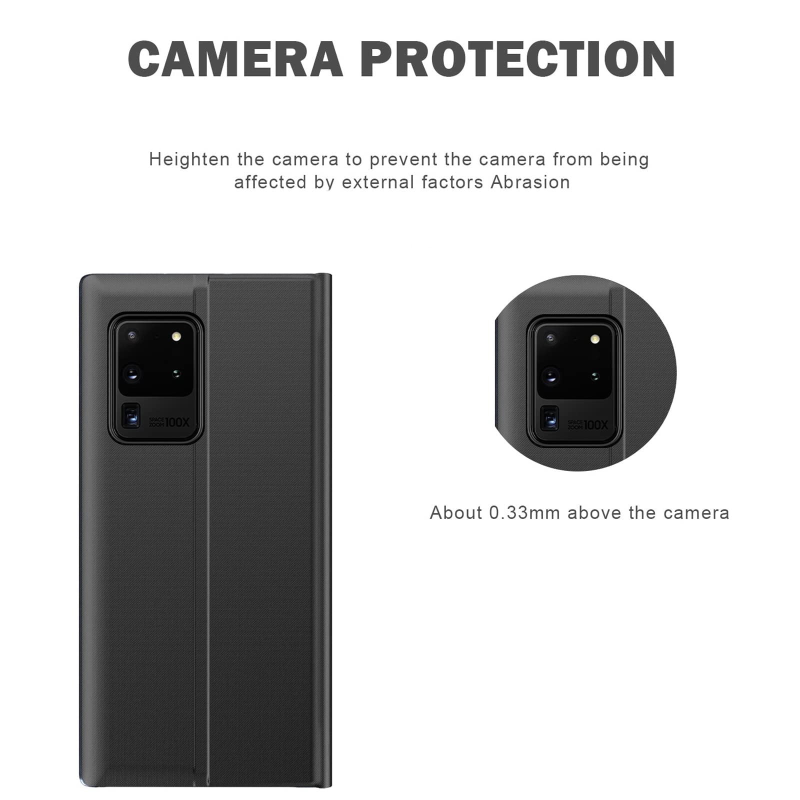 Phone Case for Samsung Galaxy S23/S23 Ultra/S23 Plus, Leather Cover with Kickstand, Window View Function and Smart Hibernation Flip, Shockproof Protective Cover