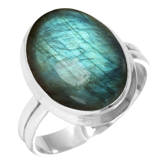 925 Sterling Silver Ring For Women - Men Gray Natural Labradorite Gemstone Silver Ring Size 5 November Birthstone Fashion Silver Ring Size 5 Halloween Gift For Mom Gemstone 925 Silver Jewelry