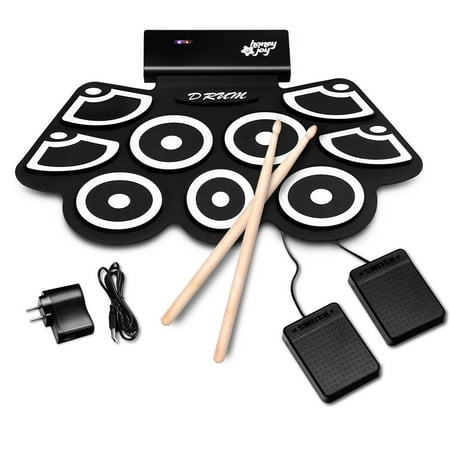 Gymax Electronic Roll Up Drum Set Silicone Rechargeable Bluetooth w/Foot Pedals (Best Electronic Drum Pads 2019)