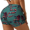 thumbnail image 2 of Vsdgher Snake And Rose print Workout Shorts for Women Seamless Soft Smooth Gym Yoga Scrunch Active Exercise Fitness Shorts, 2 of 8