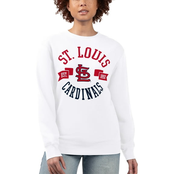 Women's G-III 4Her by Carl Banks White St. Louis Cardinals Team Logo Fleece Pullover Sweatshirt