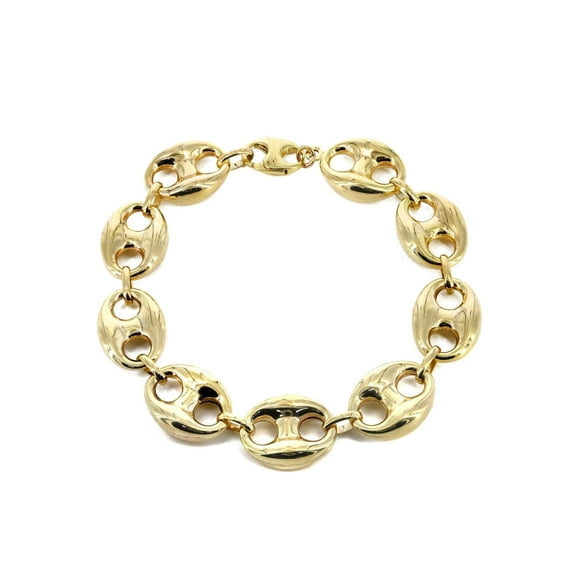 Semi Solid Mens Puff Bracelet 10K/14K Yellow Gold