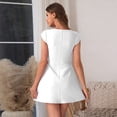 thumbnail image 4 of Women's Square Neck Cap Sleeve Fully Lined Mini Dress Zipper A Line Party Club Dresses, Mother of The Bride Dresses, Formal Wedding Guest Dress(White,M), 4 of 7