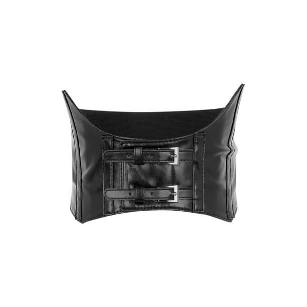 Cinturón elástico ancho para mujer INSPIRE CHIC, cinturones de corsé steampunk debajo del busto, cuero sintético/denim para vestido grande negro (sin tirantes)