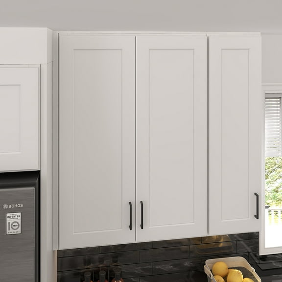 Furinno Shaker 2 Doors 3 Shelves Wall Kitchen Cabinet, Ready to Assemble, 12 D x 30 W x 42 H, White