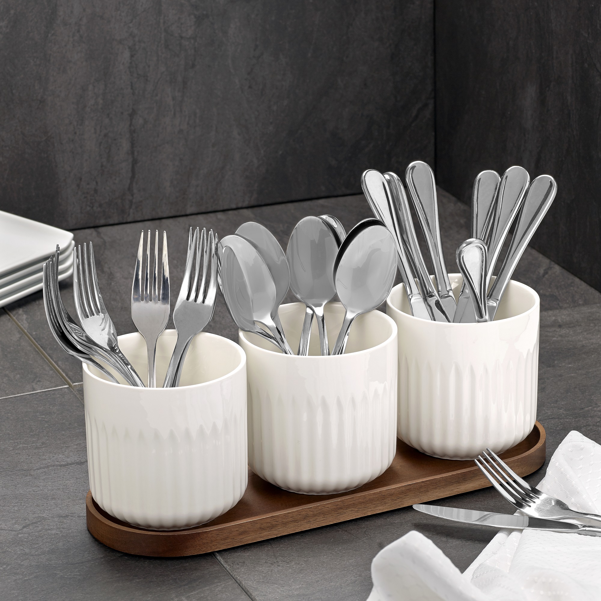 overandback Porcelain Utensil Crock Serve Set