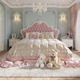 thumbnail image 4 of Girl Wood Luxury Bed Nordic Queen Cute Modern Twin King Bed Bedroom Princess Leather Camas De Matrimonio Dormitorio Furniture My Lux Decor Round, 4 of 8