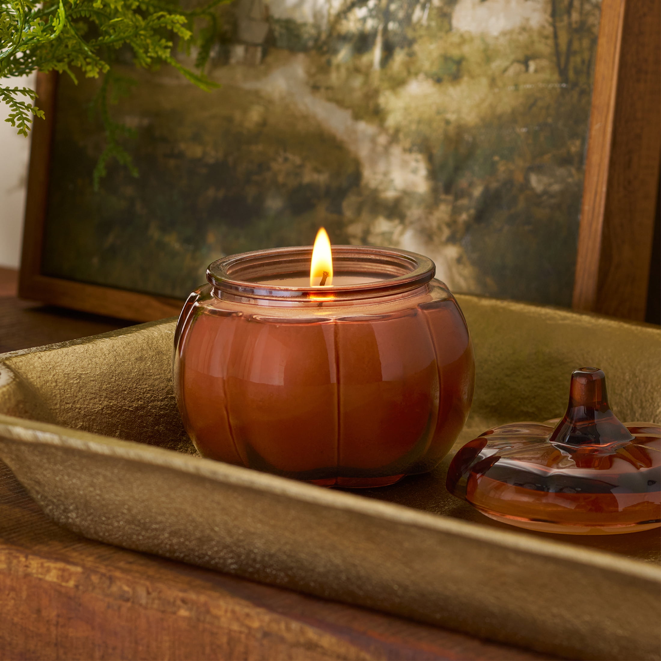 Better Homes & Gardens 5 oz Glass Pumpkin Jar Candle, Farm Apple Pumpkin