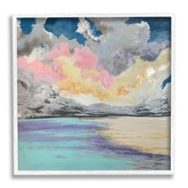 Stupell Industries Modern Sunrise Clouds Panoramic Ocean Surface View Painting White Framed Art Print Wall Art, Design by Stacy Gresell