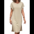 thumbnail image 2 of Vestido Midi de Verano para Mujer, Color Liso, con Abertura, Color Albaricoque XL, 2 of 9