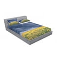 thumbnail image 3 of Nature Bedding Set with Sheet & Covers, Thunder Bolt Above the Seasonal Field Electric Vibes Mother Nature Theme Image, Printed Bedroom Decor 2 Shams, 4 Sizes, Yellow Blue, by Ambesonne, 3 of 3