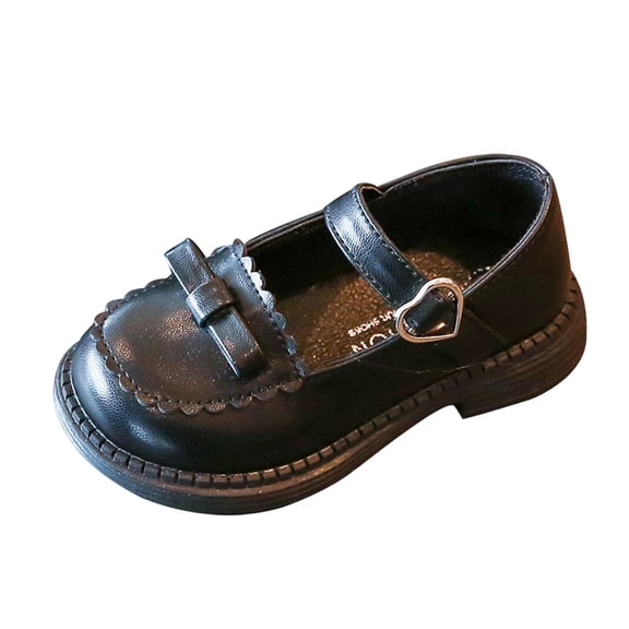 Xfvqtps Girls Mary Jane Shoes Soft Sole Leather Slip on Buckle Hook and Loop Strap Casual Princess Bow Spring Summer School Shoes