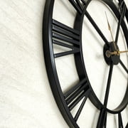 Large Metal Wall Clock 24 Cutout Decorative wall clocks Analog Clocks for Living Room Steampunk Black