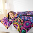 thumbnail image 4 of Manfei Retro Rustic Flower Full Size Comforter Sets,Boho bohemian Floral Bedding Comforter Set,Purple Blue Orange Bedding Sets For Girls Kids,Ultra Soft Home Decor Reversible,3 Pieces, 4 of 8