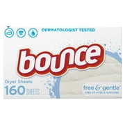 Bounce Dryer Sheets, Free & Gentle Scent, 160 Count