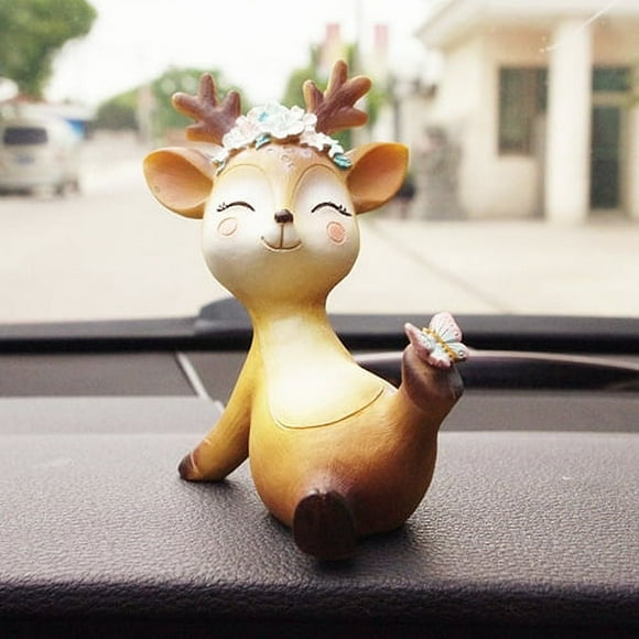 Figurines de Cerf Jouets Décor 4.3 Pouces, Décoration de Noël Faon Mignon Ornement en Résine Décoration de Gâteau pour Fête Bureau Anniversaire Mariage Anniversaire (Tache)