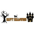 thumbnail image 1 of Black Cats with Dark Tree and Haunted House Art for Scary Holiday Vinyl Wall Decal - Happy Halloween Greetings Artwork Design for Celebration Wall Decoration - Trick or Treat Creative Banner for Novem, 1 of 5
