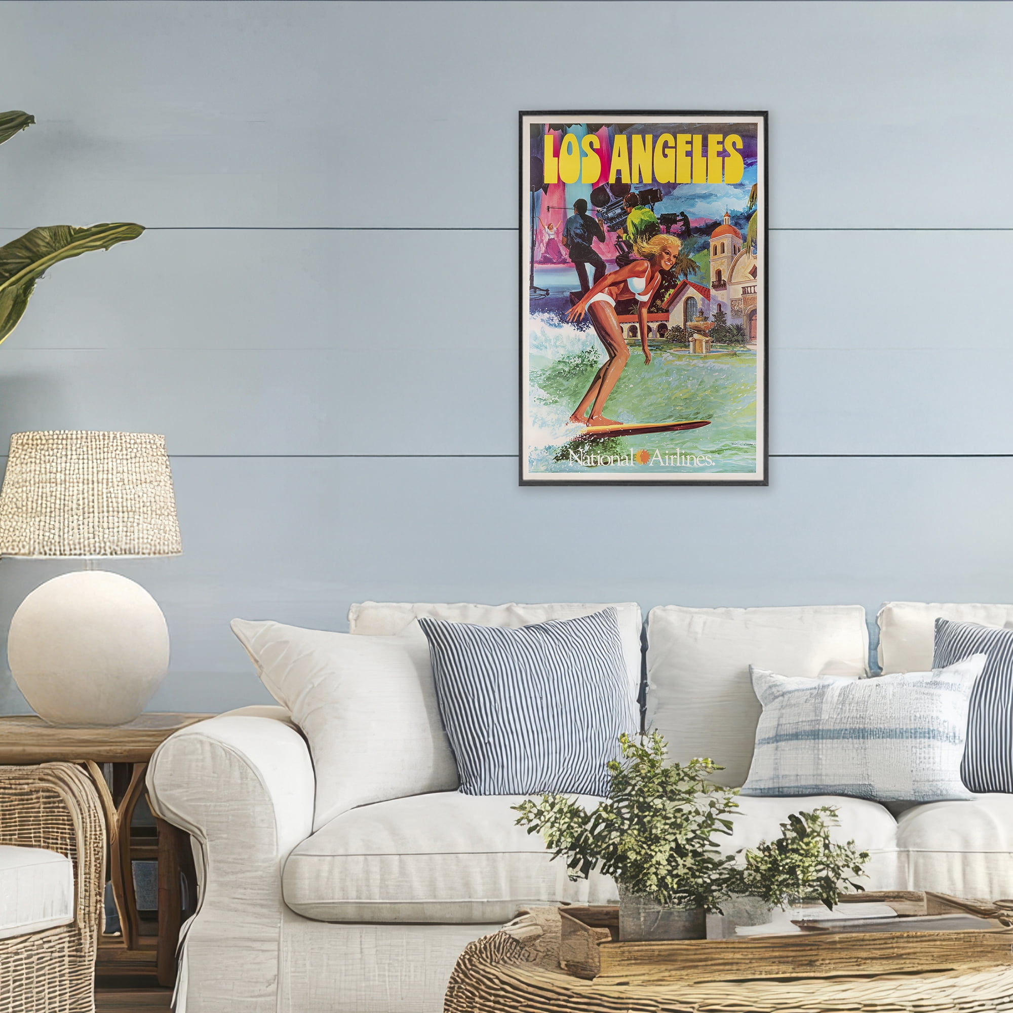 Stupell Industries Vintage Los Angeles Travel Black Framed Giclee Art, design by Vintage Posters