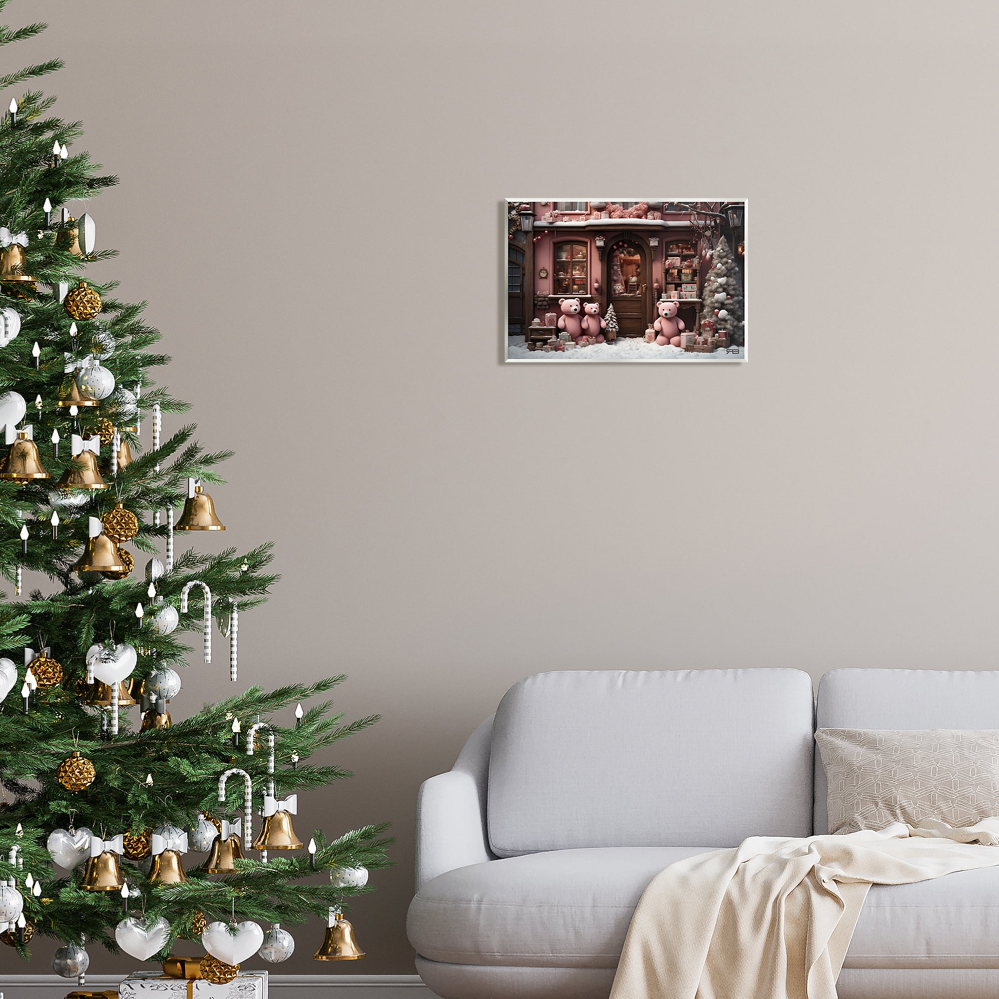 Stupell Industries Christmas Shop with Bears Holiday Painting Unframed Art Print Wall Art, 15 x 10