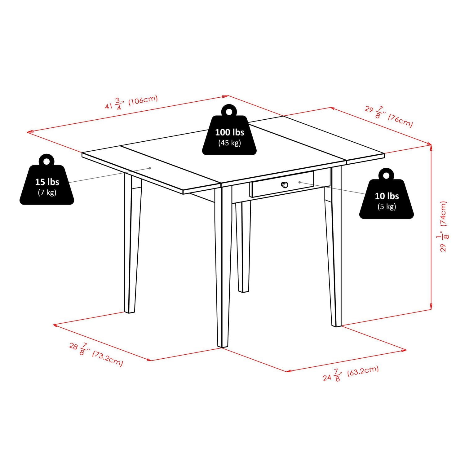 Winsome Hamilton Double Drop Leaf Dining Table, Walnut - 94141