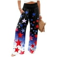thumbnail image 2 of Mlqidk Womens American Flag Pants High Waisted Patriotic Capris Pants Lounge Cotton Linen 4th Of July Trousers Wide Leg Stars Stripes Print Pants with Pocket Vermilion S, 2 of 5