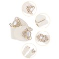 thumbnail image 2 of Cinturones elásticos INSPIRE CHIC de 2.36" de ancho, de cuero sintético con cuentas de ópalo y incrustaciones de rhinestone, cinturón ajustable elástico para vestido de 66 cm/26" color beige, 2 of 5