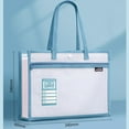thumbnail image 2 of Portable  Waterproof Multifunction Large-capacity Tutorial Bag Document Holder Tote School Bag Tote Bag BLUE, 2 of 8