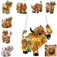 thumbnail image 7 of Highland Cow Butterfly Suncatcher, 7.9in Animal Sun Catcher Ornament,Stained Acrylic Style Window Hanging, for Home Window, Garden, Farmhouse Decor, Gift for Cow Lovers, 7 of 7