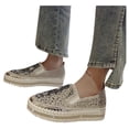 thumbnail image 3 of Women Fashion Flat Heel Crystal Rhinestone Glitter Slip On Platform Loafers Shoe, 3 of 4