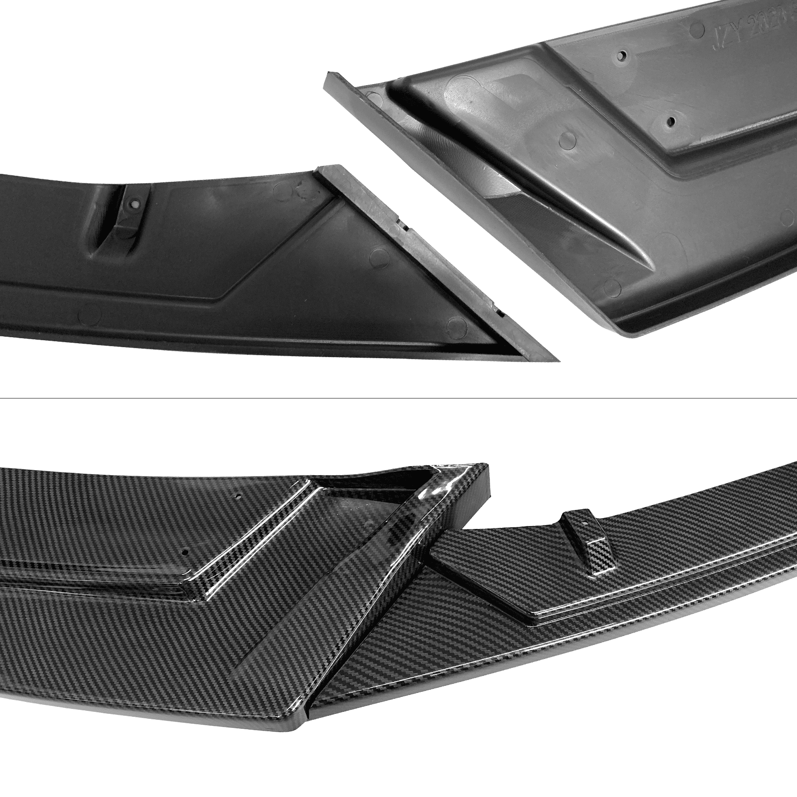 Ikon Motorsports Front Bumper Lip Compatible With 17-21 Honda Civic Hatchback & Si IKON Style Carbon Fiber Print Front Air Dam Chin Spoiler Splitter 3PCS