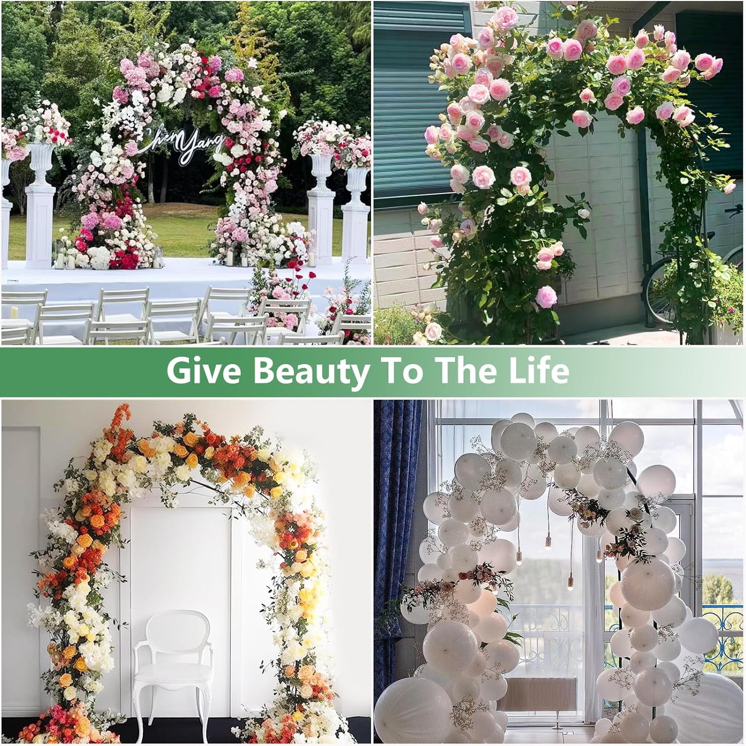 Trellis for  Garden Arch Wedding Arch 7.87 x 4.59 x 1.25FT Christmas Arch Backdrop Stand for Ceremony Metal Garden Trellis for Various Climbing Plant Garden Decor,Assemble Freely 2 Sizes,Black