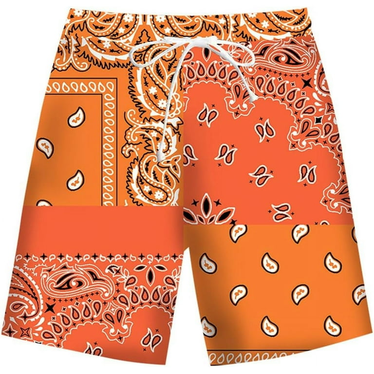 Blue Bandana Shorts for Men Women Paisley Bandanas Print Shorts