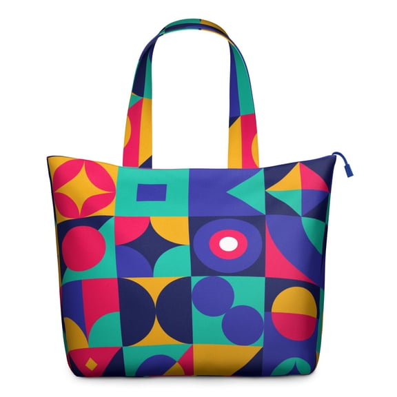 Modern Aesthetic Weekender Bag for Women - Spacious Travel Tote with Zipper Closure & Durable Handles, Artistic Lightweight Carry-On for College & Daily Use (Colorful Pop Art)