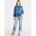 thumbnail image 2 of Time and Tru Women's Cotton Eyelet Blouse with Long Sleeves, Sizes XS-XXXL, 2 of 5