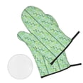 thumbnail image 3 of YFYANG Ensembles de Mitaines de Four et Supports de Casseroles 4 Pcs, Antidérapant Résistant à la Chaleur Vert Géométrie Abstraite Gant de Cuisine Tapis de Casserole pour Cuisson et Pâtisserie, 3 of 8