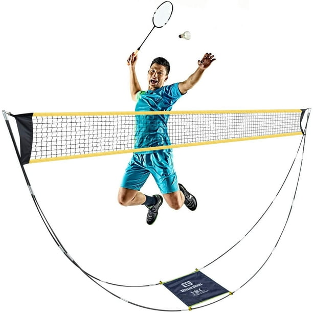 Filet de badminton portable, filet de badminton de volley-ball pliable avec  sac de transport, installation facile pour terrain extérieur/intérieur,  arrière-cour, aucun outil ni piquet requis. 