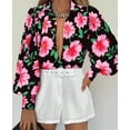 thumbnail image 6 of BTFBM Women Fashion Button Down Shirts V Neck Boho Printed Long Sleeve Blouses Dressy Casual Spring Fall Tops, 6 of 6