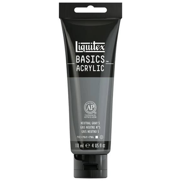 Liquitex BASICS Acrylic Color, 4 oz. Tube, Neutral Gray 5