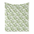 thumbnail image 1 of Jasmine Soft Flannel Fleece Throw Blanket, Nostalgic Floral Pattern with Flourishing Flowers on Branches, Cozy Plush for Indoor and Outdoor Use, 70" x 90", Lime Green Off White, by Ambesonne, 1 of 6