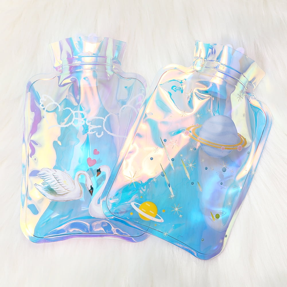 2 Pack PVC Hot Water Bottle Bag Transparent Portable Reusable Hot Water Bottle
